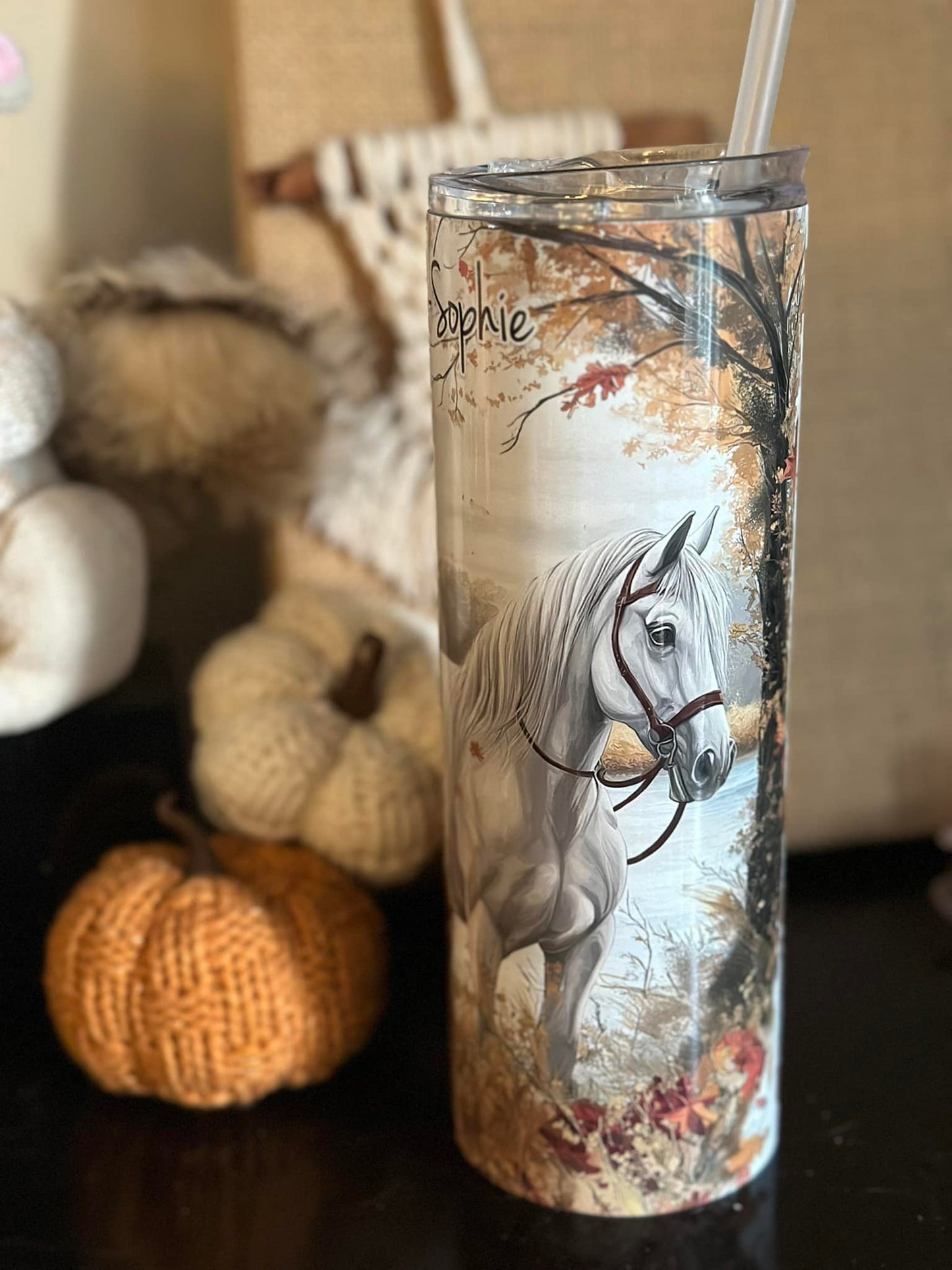 Cheval gris d'automne