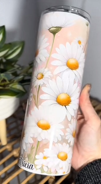 Marguerite fond pêche/rose