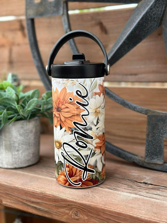 Fleurs orange et beige