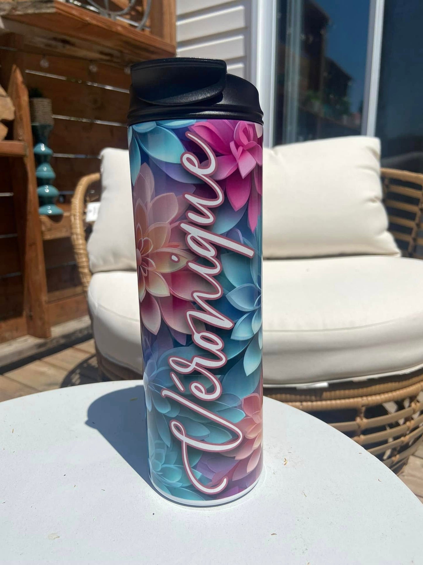 Fleur 3D rose turquoise