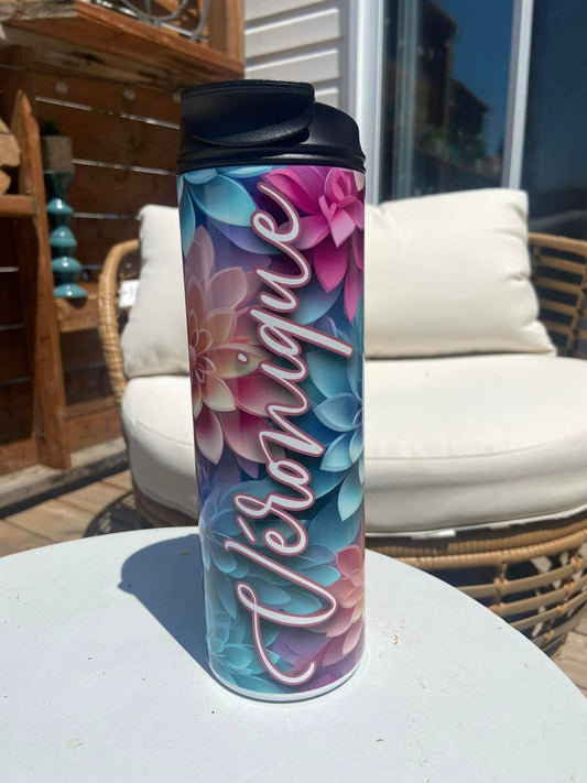 Fleur 3D rose turquoise