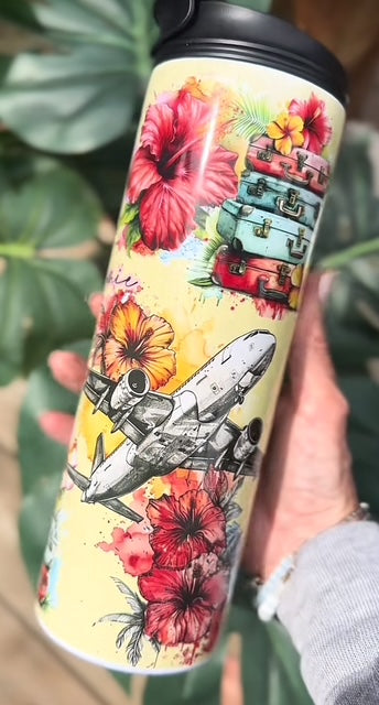 Avion et hibiscus