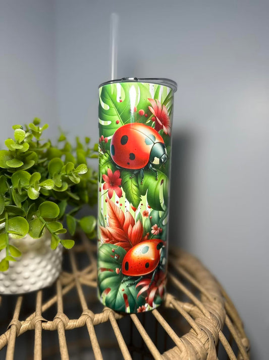 Coccinelle et monstera
