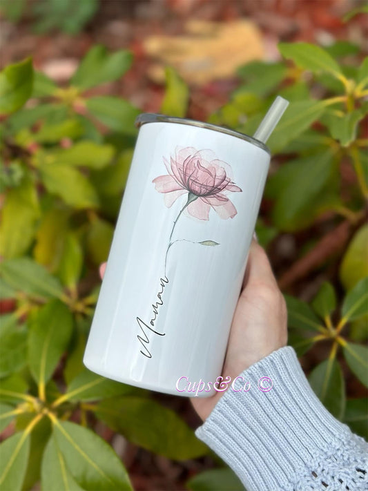 Petite fleur avec nom format 12oz
